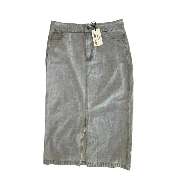 NWT Velvet Heart Women’s Paulina Denim Midi Skirt Light Blue Wash Size Large - Picture 1 of 6